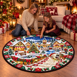 Christmas Pug Train Decor - Personalized Quilted Round Mat