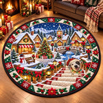 Christmas Pug Train Decor - Personalized Quilted Round Mat