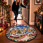 Christmas Pug Train Decor - Personalized Quilted Round Mat