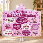Custom Name Bad Bitch Affirmation Gifts for Women - Personalized Snuggle Blanket