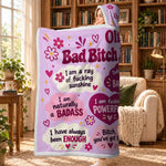 Custom Name Bad Bitch Affirmation Gifts for Women - Personalized Snuggle Blanket