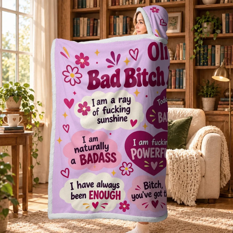 Custom Name Bad Bitch Affirmation Gifts for Women - Personalized Snuggle Blanket