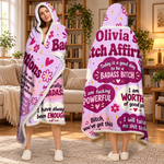 Custom Name Bad Bitch Affirmation Gifts for Women - Personalized Snuggle Blanket