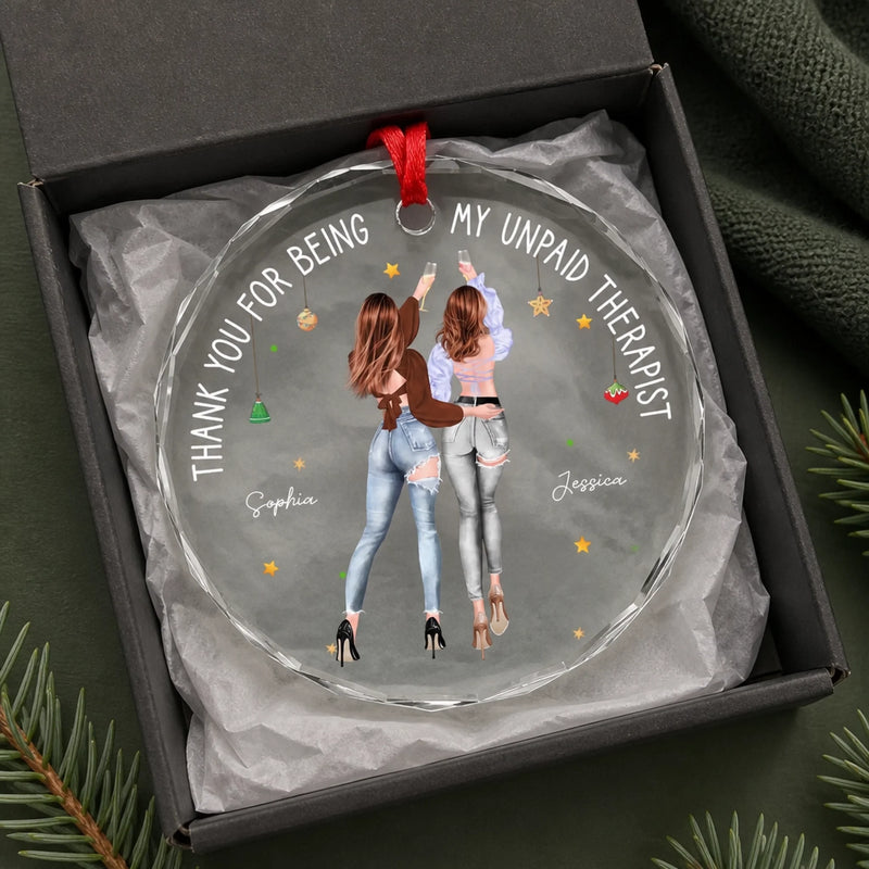 Custom Name Unpaid Therapist Friendship Gifts - Personalized Christmas Ornament
