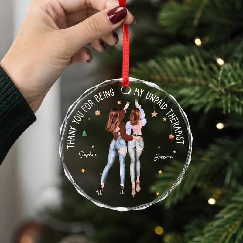 Custom Name Unpaid Therapist Friendship Gifts - Personalized Christmas Ornament