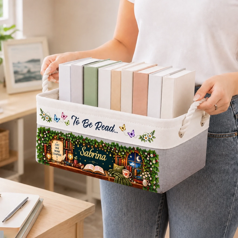 Custom Name Book Lover Gifts - Personalized Storage Basket