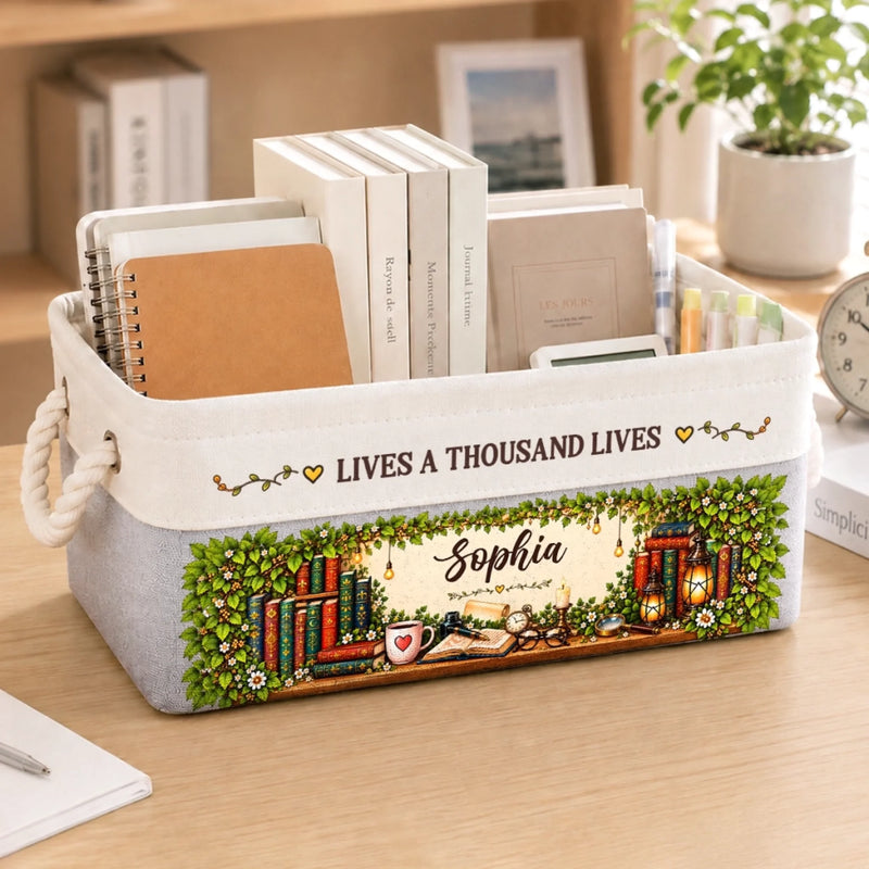 Custom Name Book Lover Reading Gifts - Personalized Storage Basket