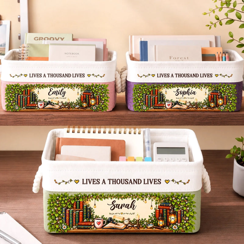 Custom Name Book Lover Reading Gifts - Personalized Storage Basket