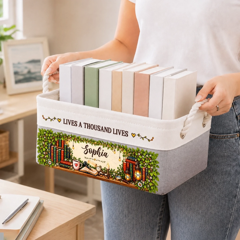 Custom Name Book Lover Reading Gifts - Personalized Storage Basket