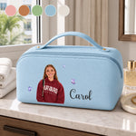 Custom Photo Travel Gifts for Women - Personalized PU Leather Travel Toiletry Bag