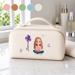 Custom Name Butterfly Girl Gifts for Girls - Personalized PU Leather Travel Toiletry Bag