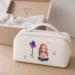 Custom Name Butterfly Girl Gifts for Girls - Personalized PU Leather Travel Toiletry Bag