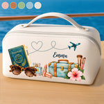 Custom Name Travel Beauty Gifts - Personalized PU Leather Travel Toiletry Bag