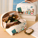 Custom Name Travel Beauty Gifts - Personalized PU Leather Travel Toiletry Bag