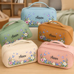 Custom Name Floral Butterfly Travel Gifts - Personalized PU Leather Travel Toiletry Bag