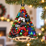 Custom Name Gamer Christmas Gifts - Personalized Acrylic Ornament - Level Up This Christmas
