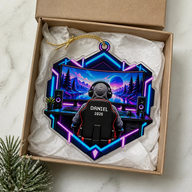 Custom Name Gaming Setup Christmas Decor - Personalized Acrylic Ornament