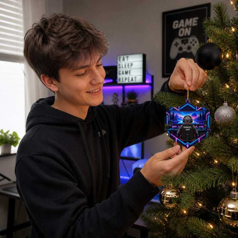 Custom Name Gaming Setup Christmas Decor - Personalized Acrylic Ornament
