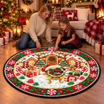 Custom Christmas Gingerbread Pug Holiday Decor - Personalized Photo Quilted Round Mat