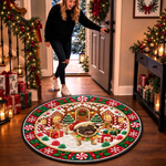 Custom Christmas Gingerbread Pug Holiday Decor - Personalized Photo Quilted Round Mat
