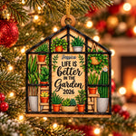 Custom Name Greenhouse Gardening Gifts for Plant Lovers - Personalized Christmas Wooden Ornament