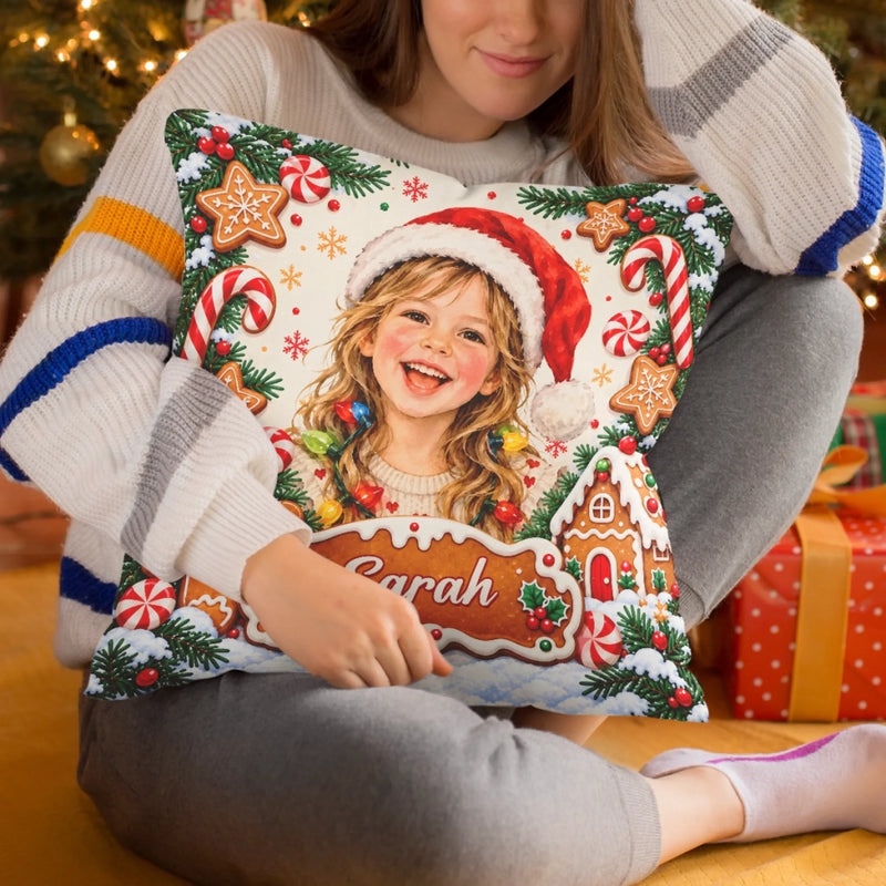 Custom Name Christmas Character Gifts for Kids - Personalized Photo Pillow