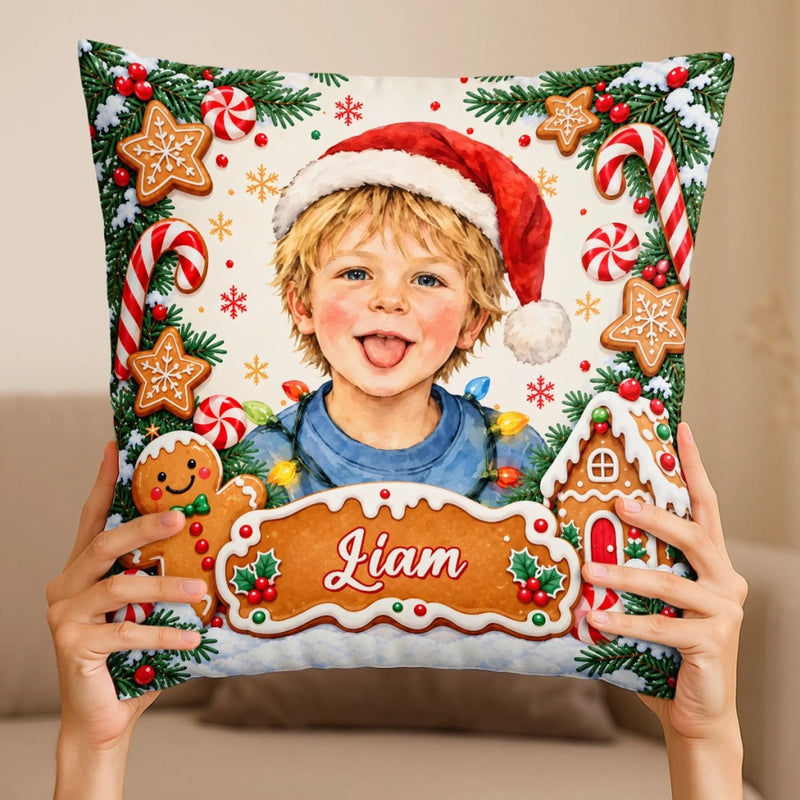 Custom Name Christmas Character Gifts for Kids - Personalized Photo Pillow