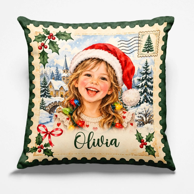 Custom Name Christmas Portrait Gifts for Children - Personalized Photo Pillow