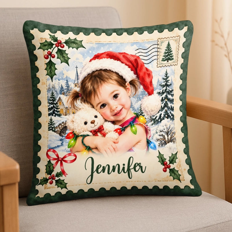 Custom Name Christmas Portrait Gifts for Children - Personalized Photo Pillow