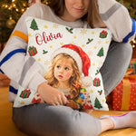 Custom Name Santa Portrait Christmas Gifts for Kids - Personalized Photo Pillow