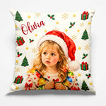 Custom Name Santa Portrait Christmas Gifts for Kids - Personalized Photo Pillow
