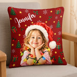 Custom Name Santa Portrait Christmas Gifts for Kids - Personalized Photo Pillow