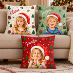 Custom Name Santa Portrait Christmas Gifts for Kids - Personalized Photo Pillow