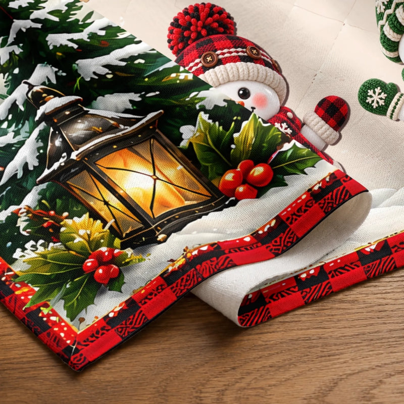 Custom Name Christmas Snowman Family Gifts - Personalized Table Runner