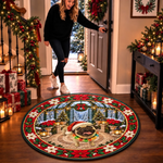 Christmas Pug Holiday Decor - Quilted Round Mat
