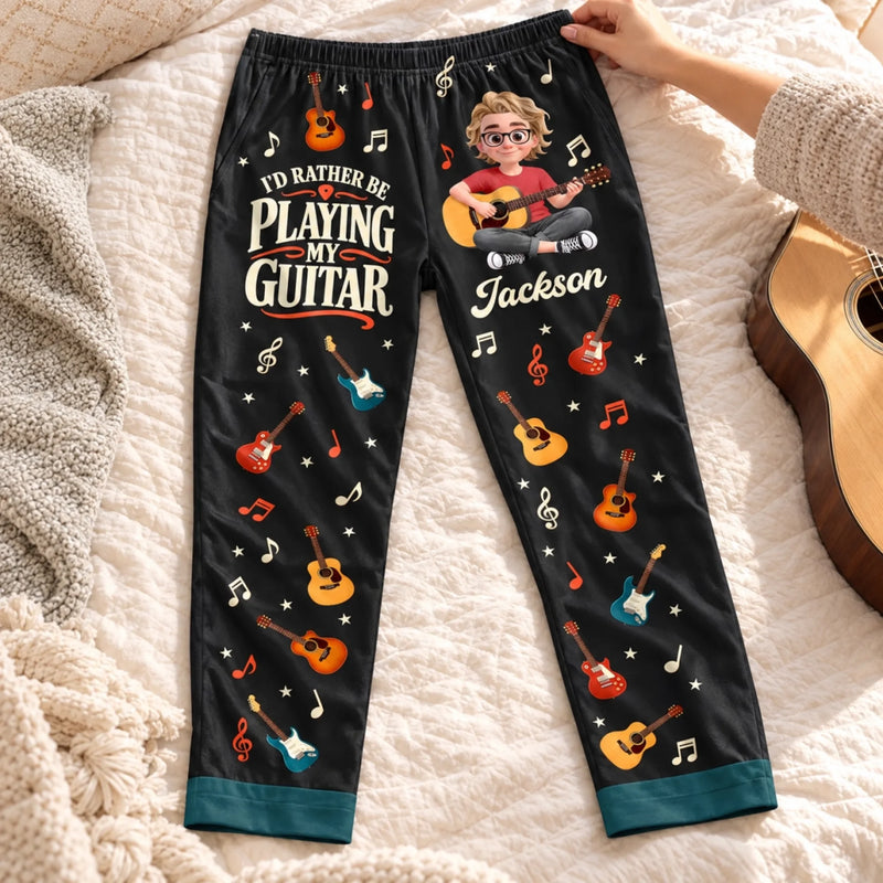 Custom Name Guitar Gifts for Guitar Lovers - Personalized Pajama Pants