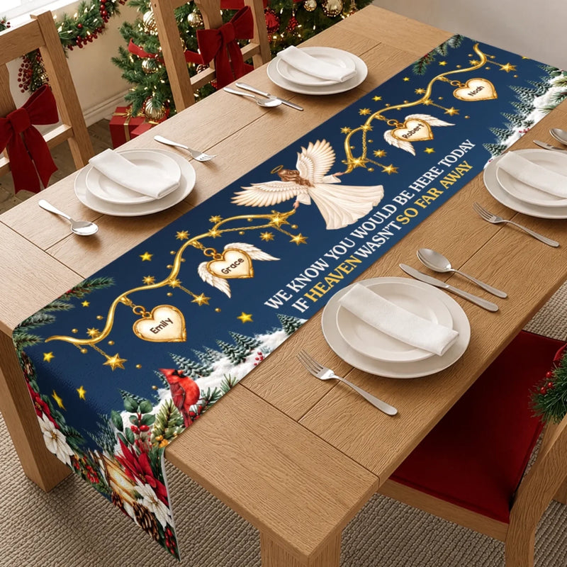 Custom Name Christmas Angel Memorial Decor - Personalized Table Runner