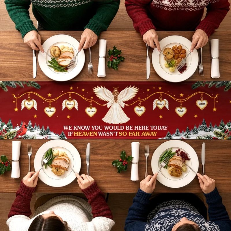 Custom Name Christmas Angel Memorial Decor - Personalized Table Runner