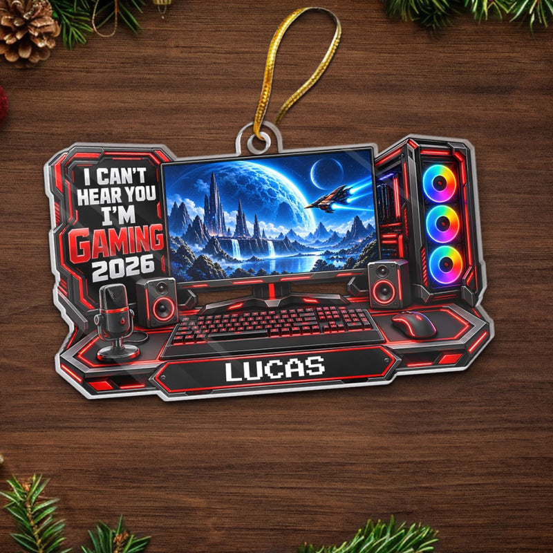 Custom Name Cyber Gamer Christmas Gifts - Personalized Acrylic Ornament