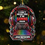 Custom Name Gamer Headset and Controller Christmas Gifts for Gamers - Personalized Acrylic Ornament