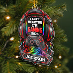 Custom Name Gamer Headset and Controller Christmas Gifts for Gamers - Personalized Acrylic Ornament