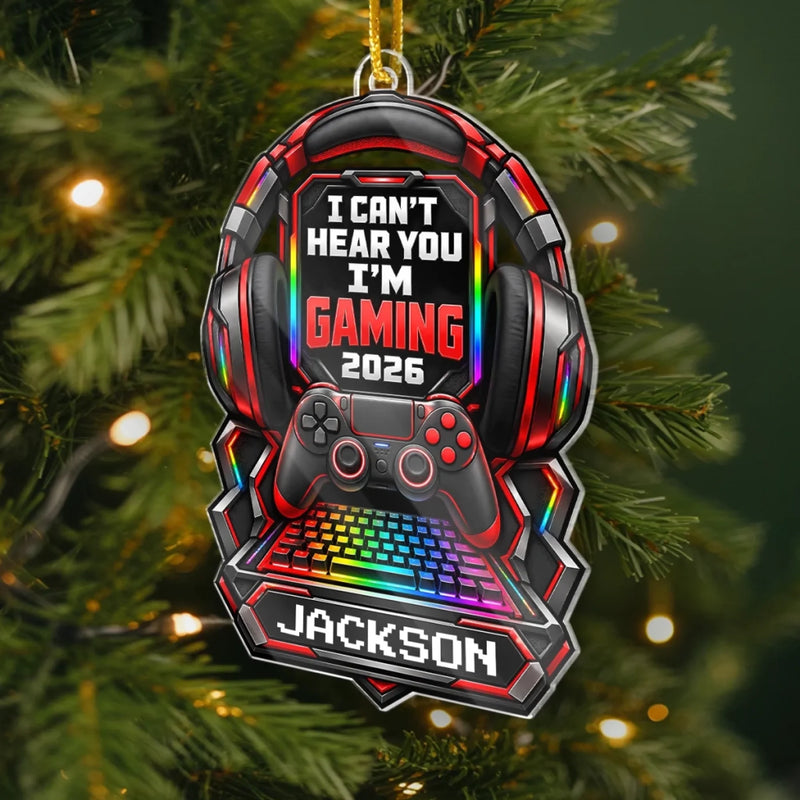 Custom Name Gamer Headset and Controller Christmas Gifts for Gamers - Personalized Acrylic Ornament