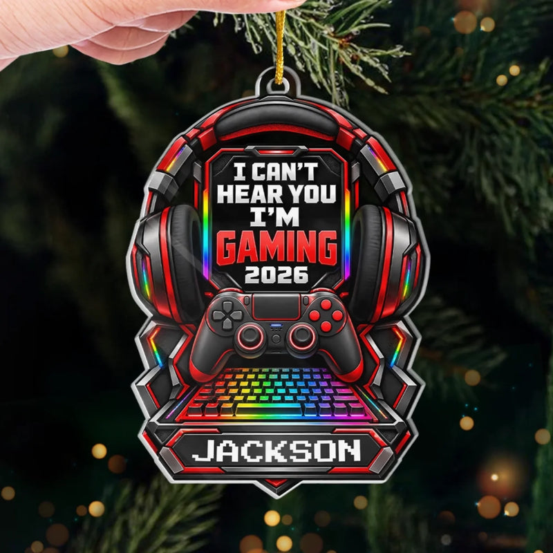 Custom Name Gamer Headset and Controller Christmas Gifts for Gamers - Personalized Acrylic Ornament