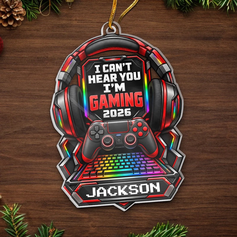 Custom Name Gamer Headset and Controller Christmas Gifts for Gamers - Personalized Acrylic Ornament