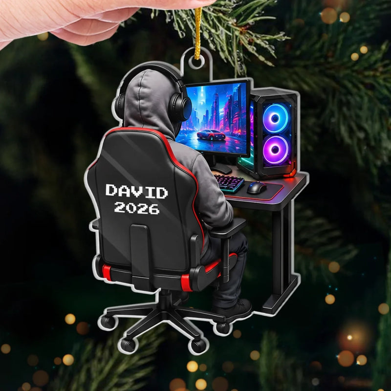 Custom Date Gamer Desk Christmas Gifts for Gamers - Personalized Acrylic Ornament