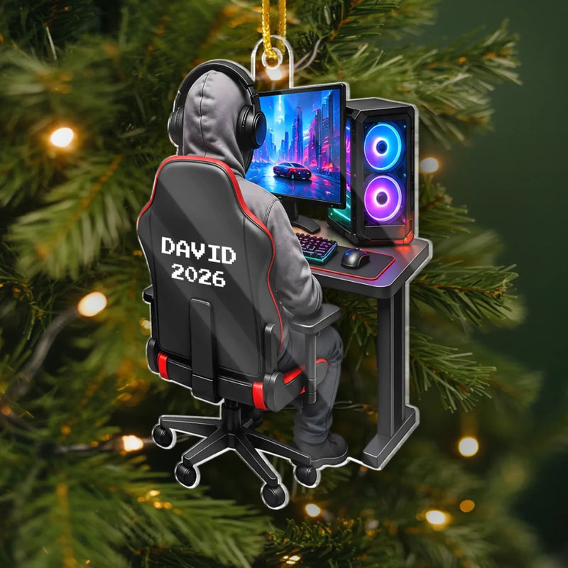 Custom Date Gamer Desk Christmas Gifts for Gamers - Personalized Acrylic Ornament