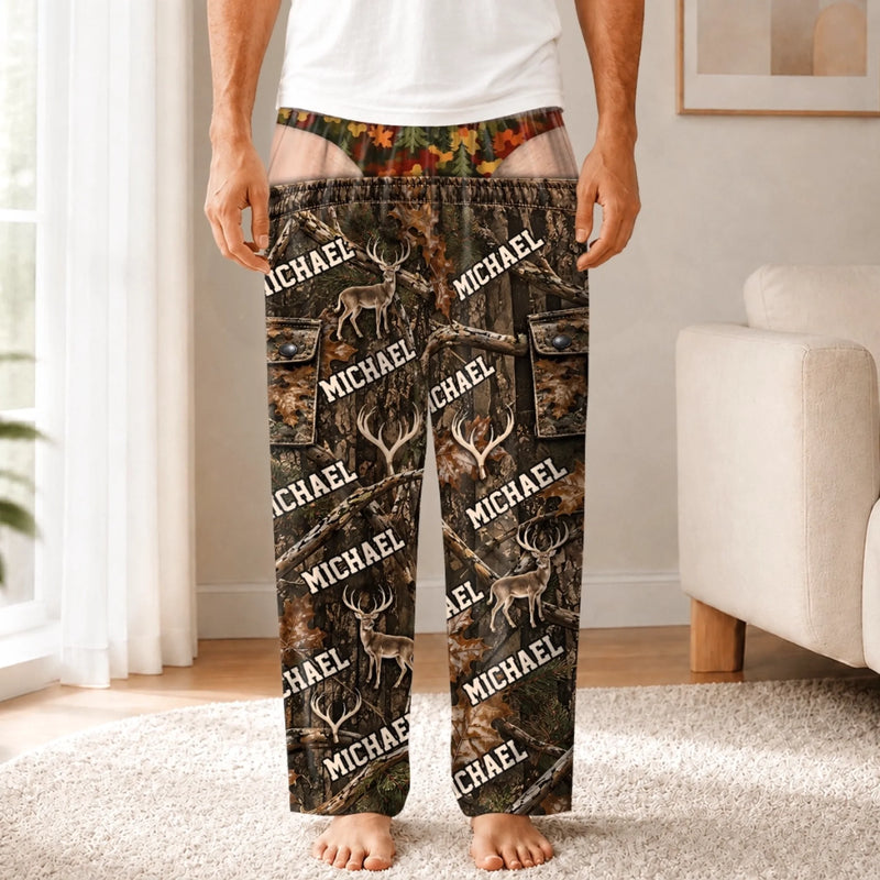Custom Name Deer Hunting Gifts for Hunters - Personalized Pajama Pants