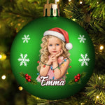 Custom Name Santa Hat Christmas Gifts for Children - Personalized Full Wrap Ball Ornament