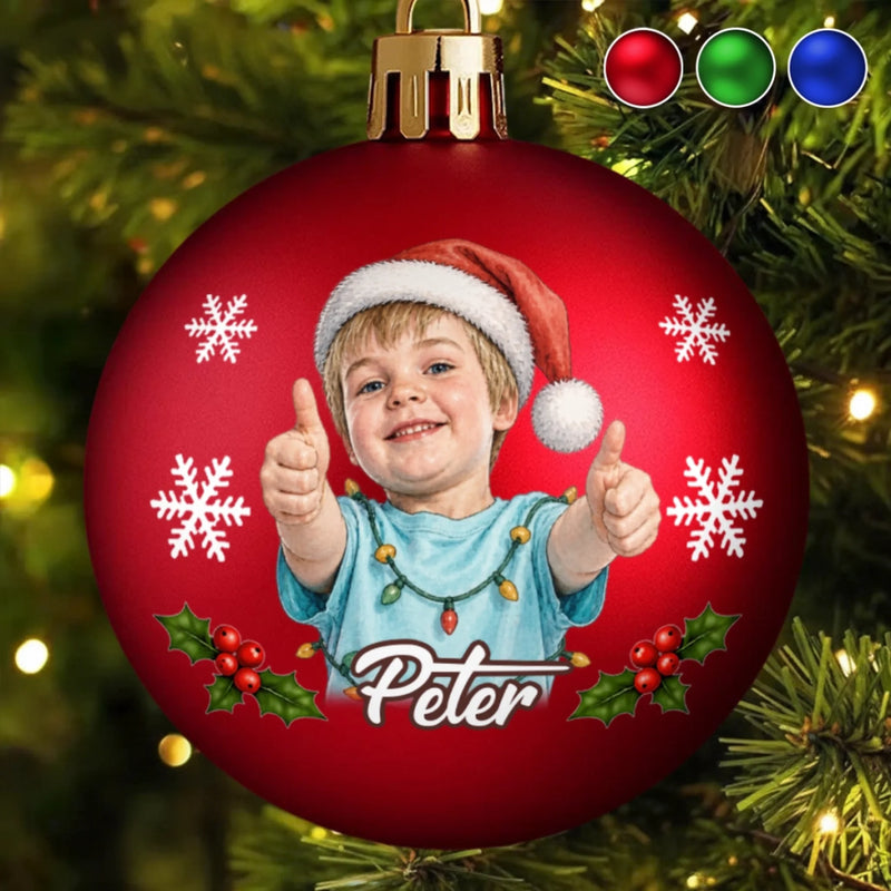 Custom Name Santa Hat Christmas Gifts for Children - Personalized Full Wrap Ball Ornament