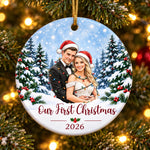 Custom Photo First Christmas Gifts for Couples, Newlyweds - Personalized Ceramic Ornament